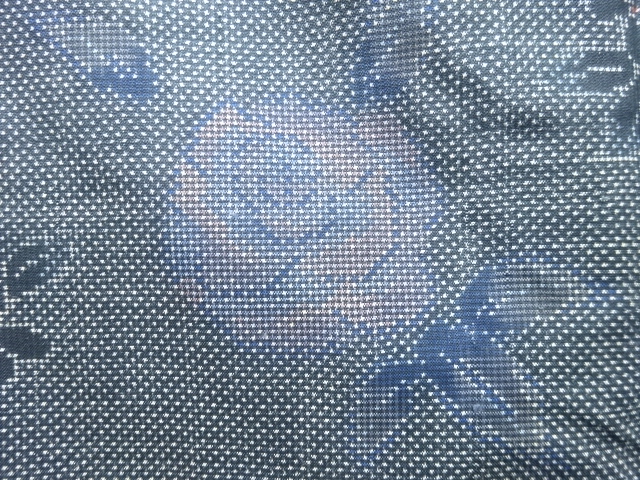 JAPANESE KIMONO / ANTIQUE ROSE PATTERN WOVEN DORO OSHIMA TSUMUGI KIMON